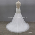 Free Shipping White Scoop Vestidos De Novia Floor Length Sleeveless Lace beaded mermaid Wedding Dresses